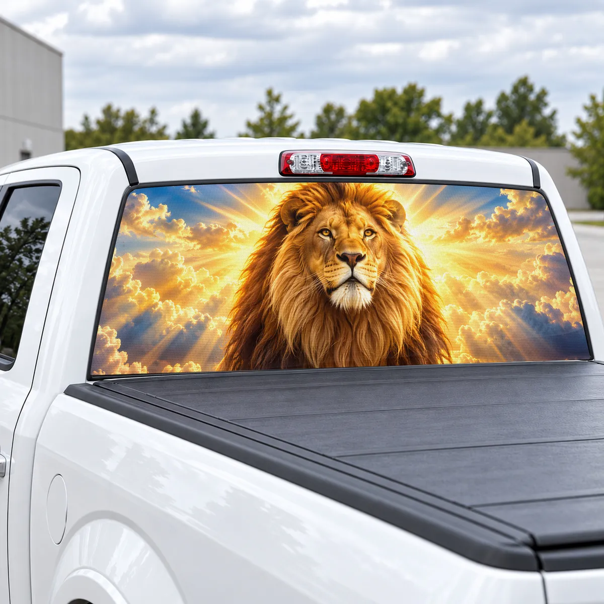 Lion of Judah perforated rear window decal for Trucks, view 2 of 4