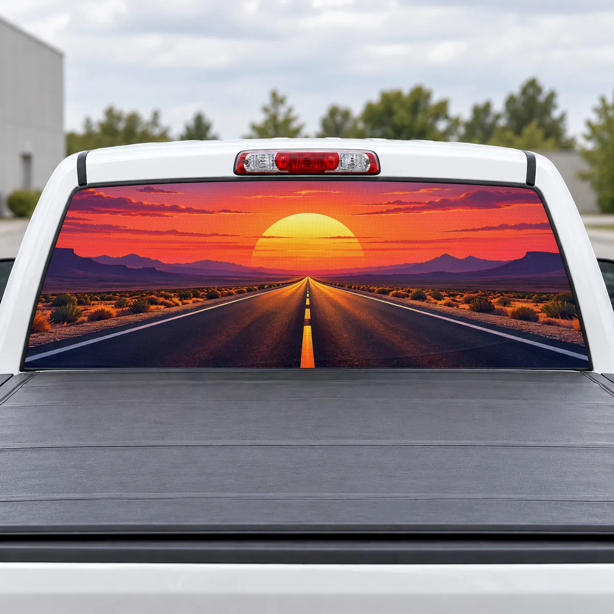 Open Highway perforated rear window decal for Trucks