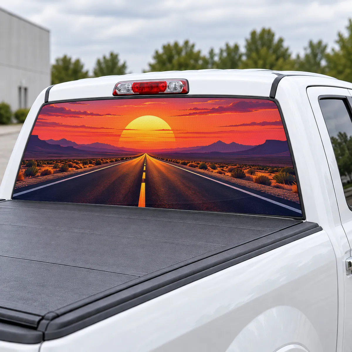 Open Highway perforated rear window decal for Trucks, view 3 of 4