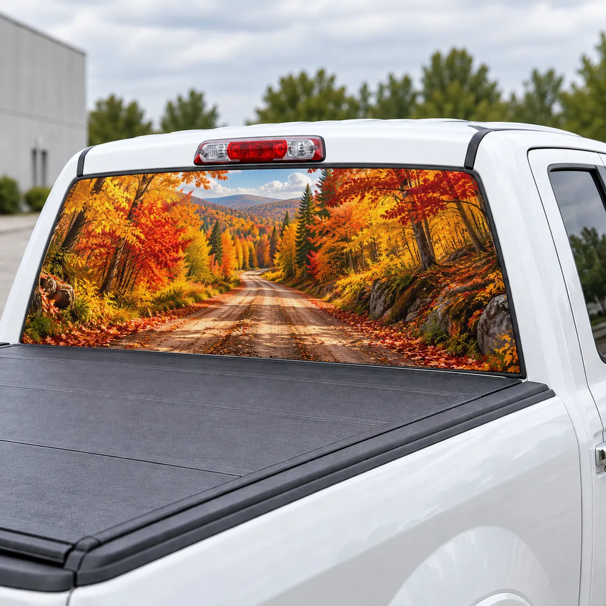 Autumn Backroad perforated rear window decal for Trucks, view 3 of 4