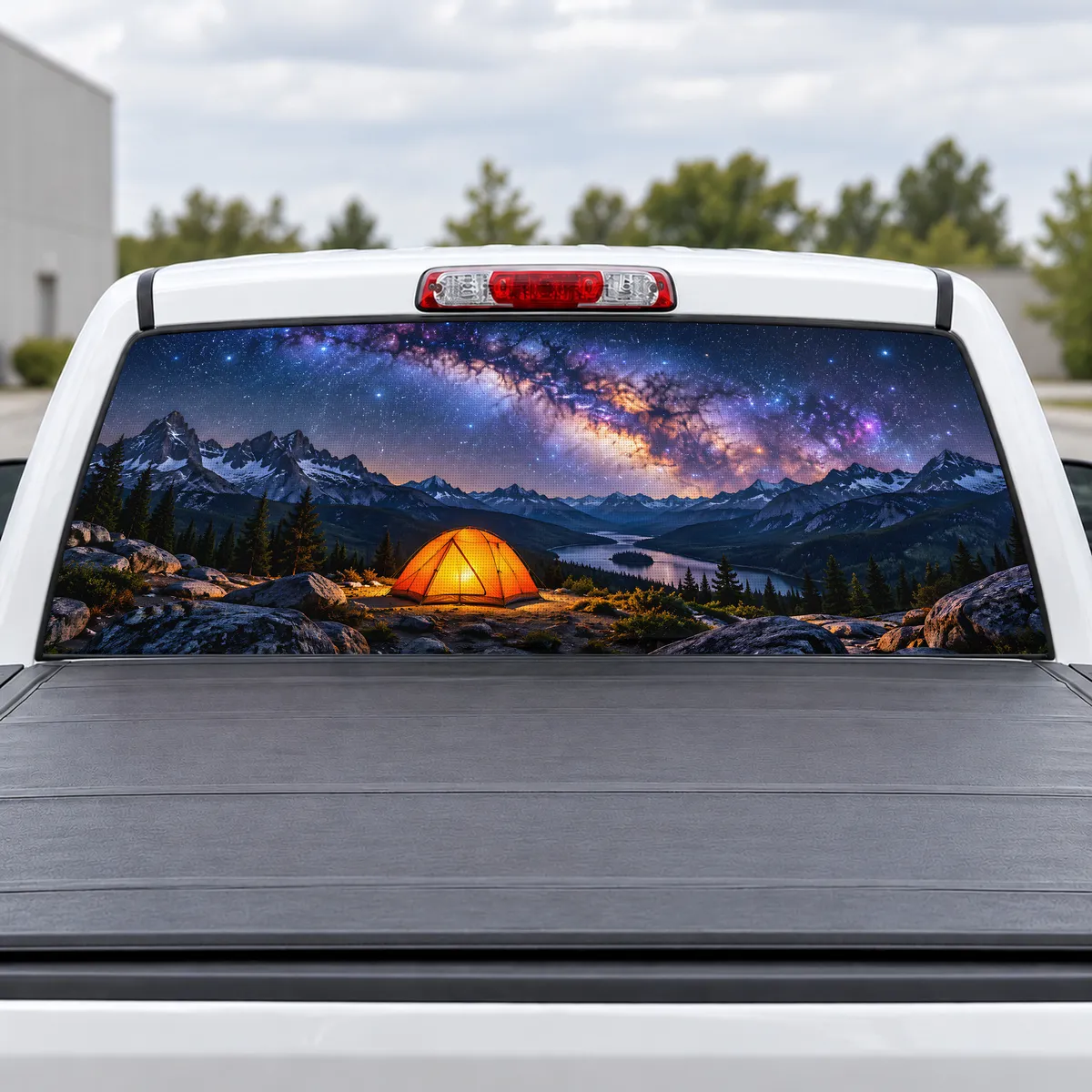 Milky Way Camp perforated rear window decal for Trucks