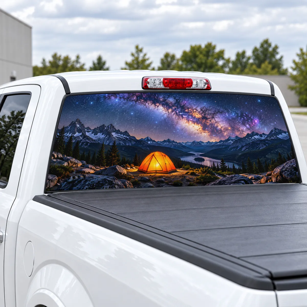 Milky Way Camp perforated rear window decal for Trucks, view 2 of 4
