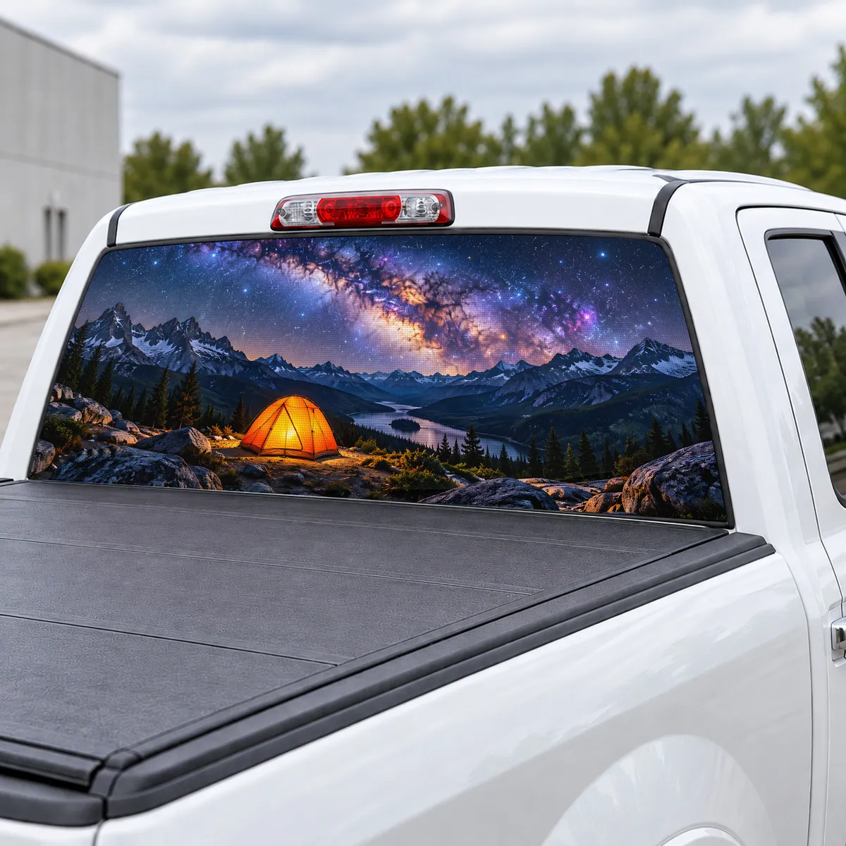 Milky Way Camp perforated rear window decal for Trucks, view 3 of 4