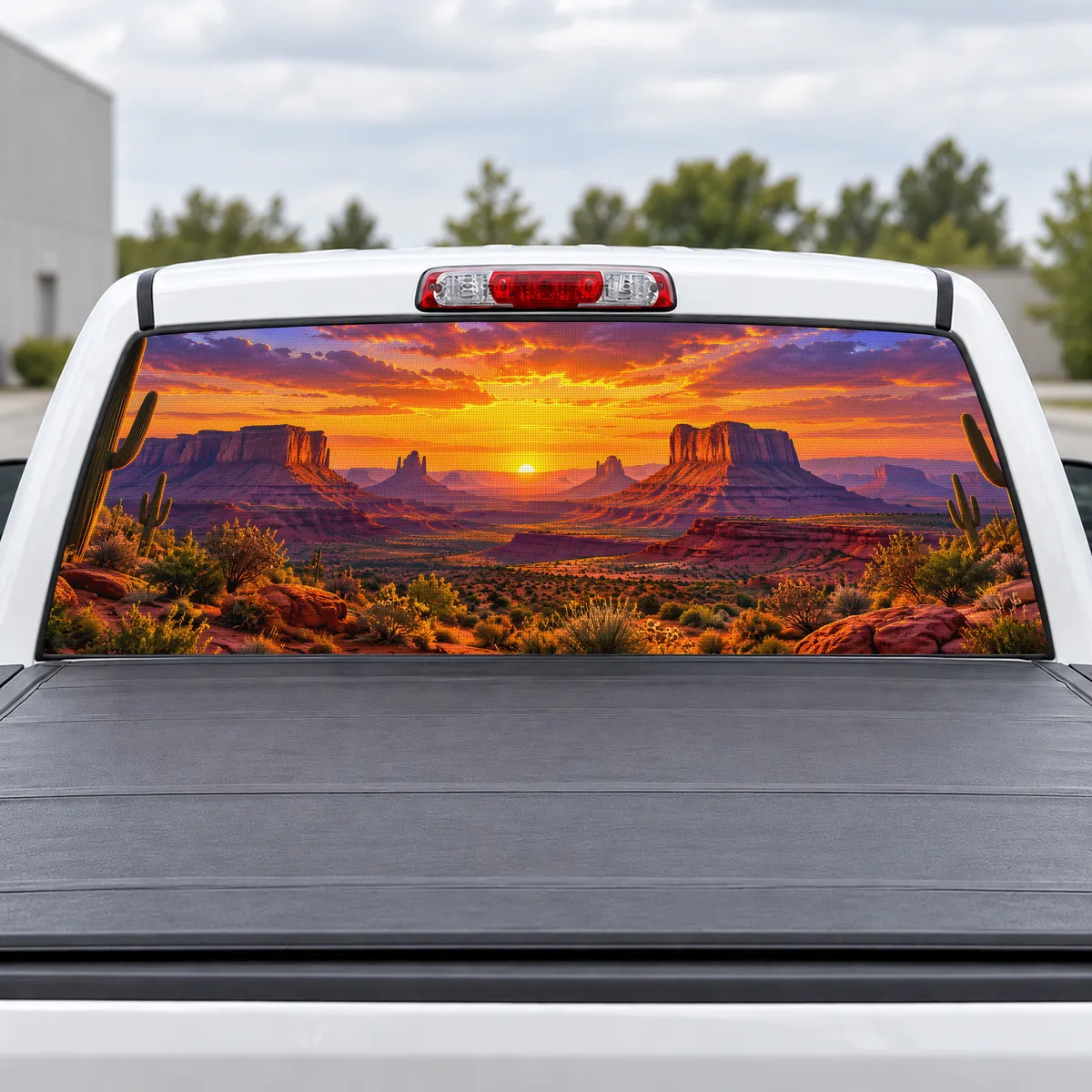 Desert Mesa perforated rear window decal for Trucks
