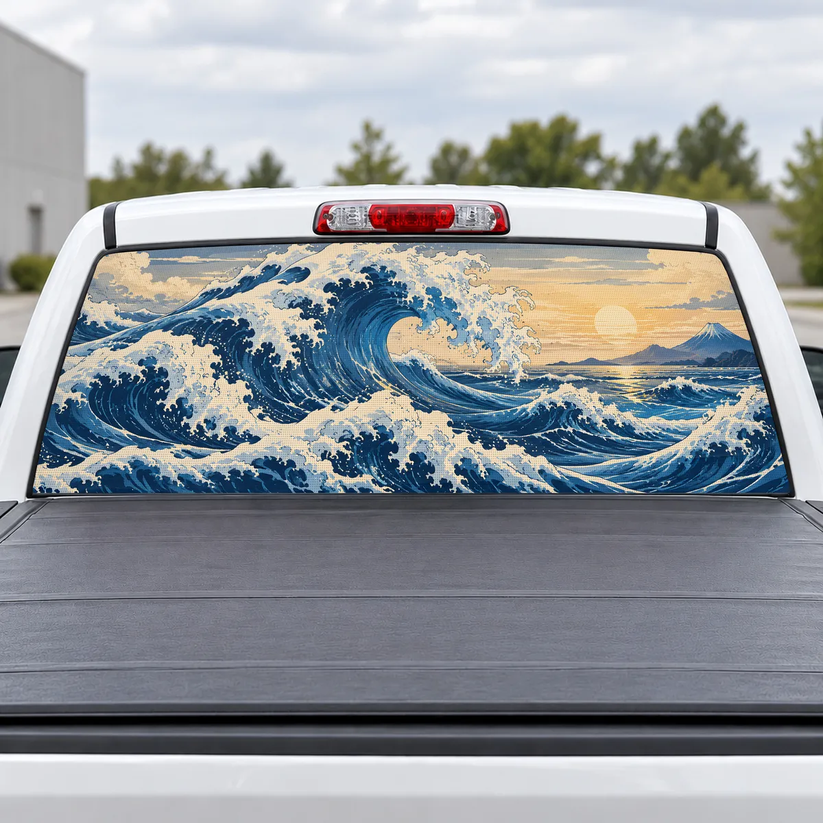 Big Wave perforated rear window decal for Trucks