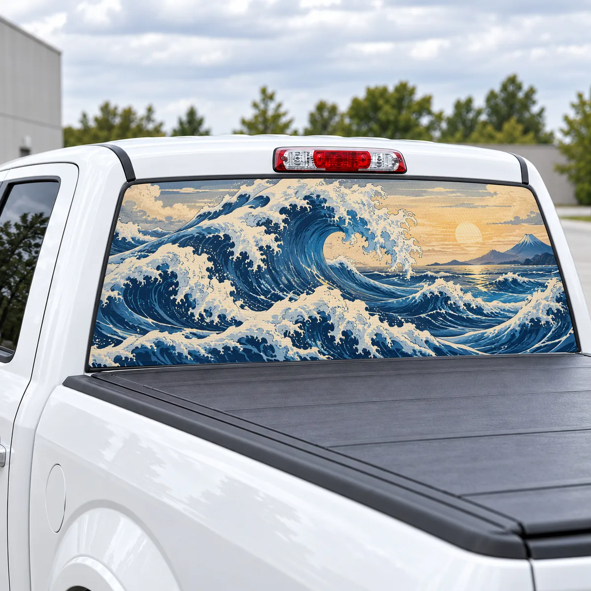 Big Wave perforated rear window decal for Trucks, view 2 of 4
