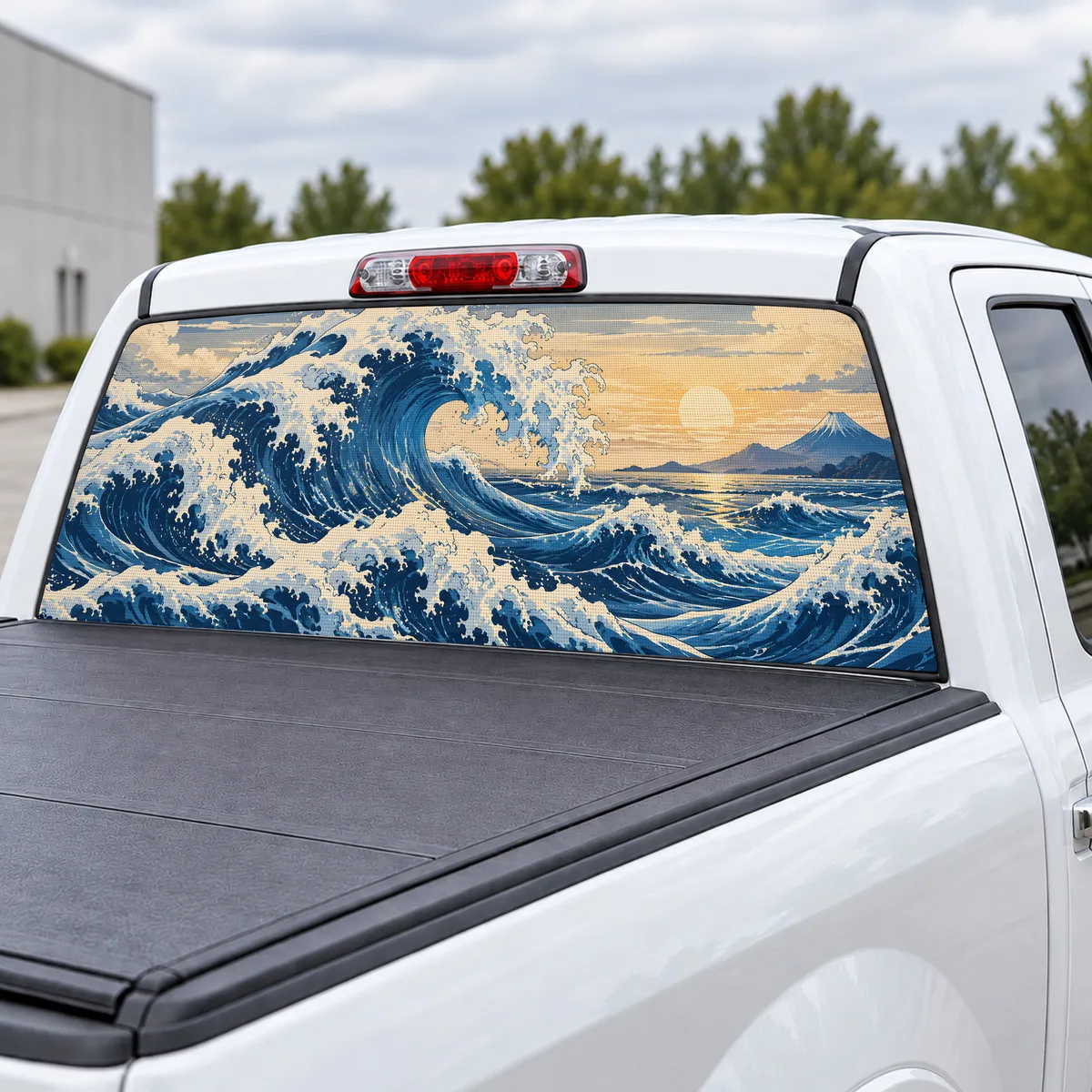 Big Wave perforated rear window decal for Trucks, view 3 of 4