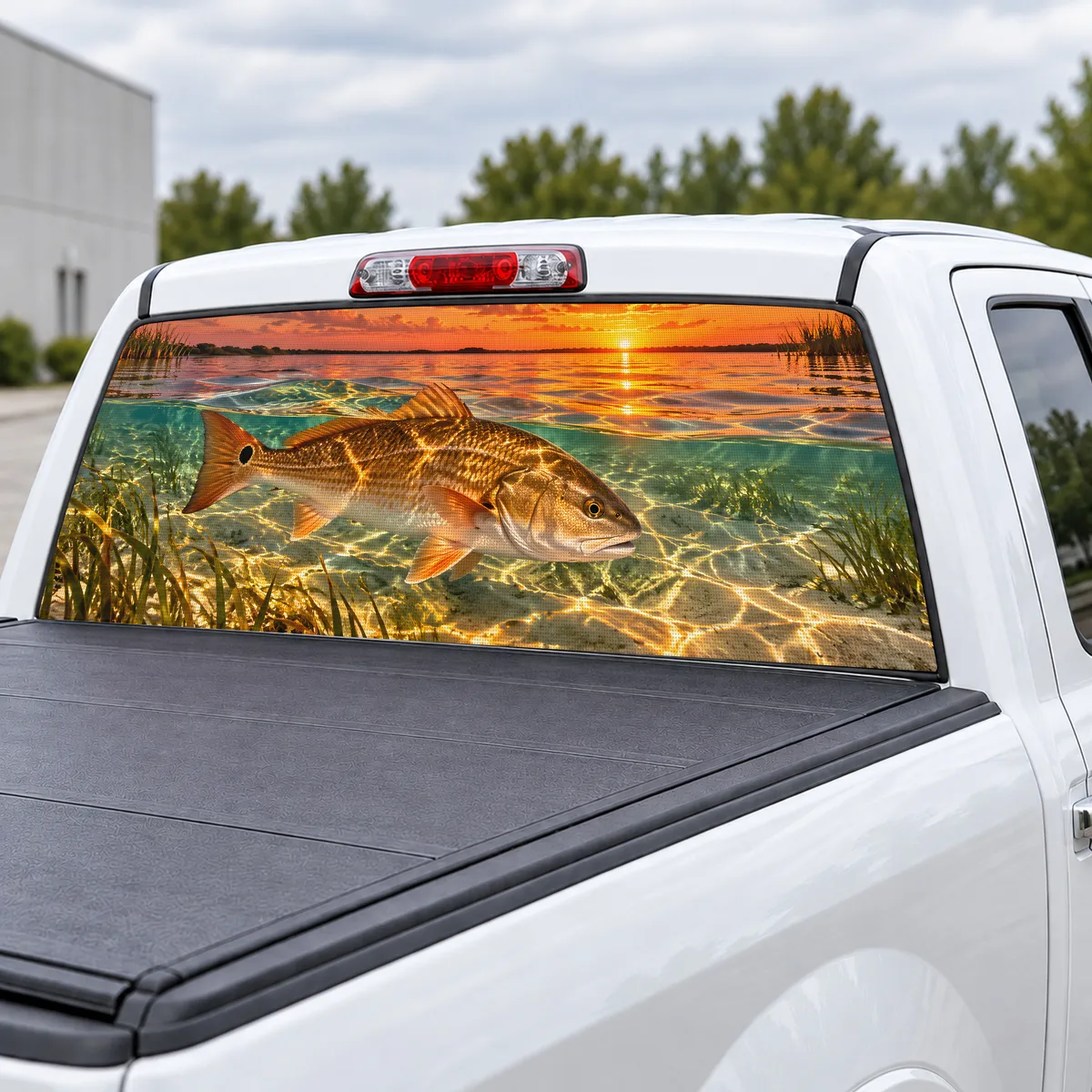 Redfish Flats perforated rear window decal for Trucks, view 3 of 4