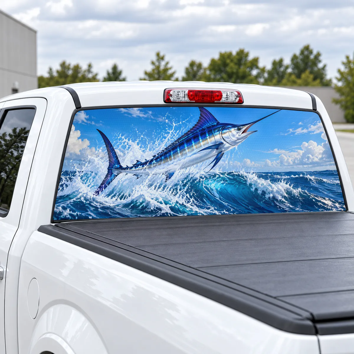 Offshore Marlin perforated rear window decal for Trucks, view 2 of 4