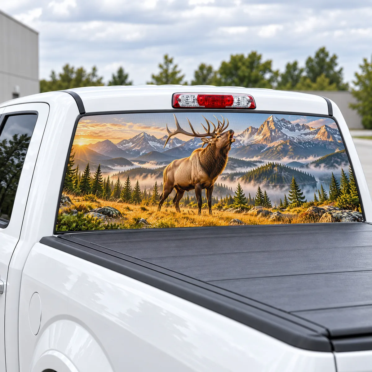 Bugling Elk perforated rear window decal for Trucks, view 2 of 4