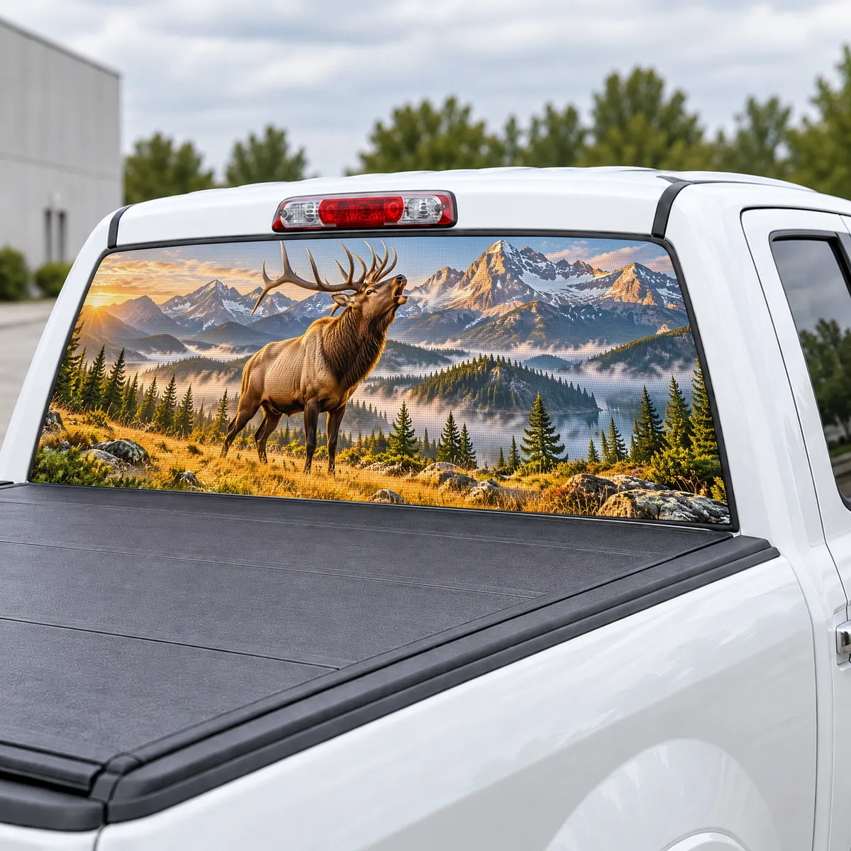 Bugling Elk perforated rear window decal for Trucks, view 3 of 4