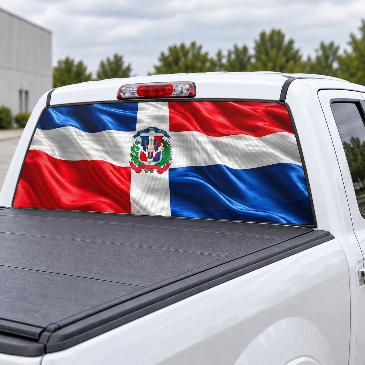 Dominican Pride perforated rear window decal for Trucks, view 3 of 4