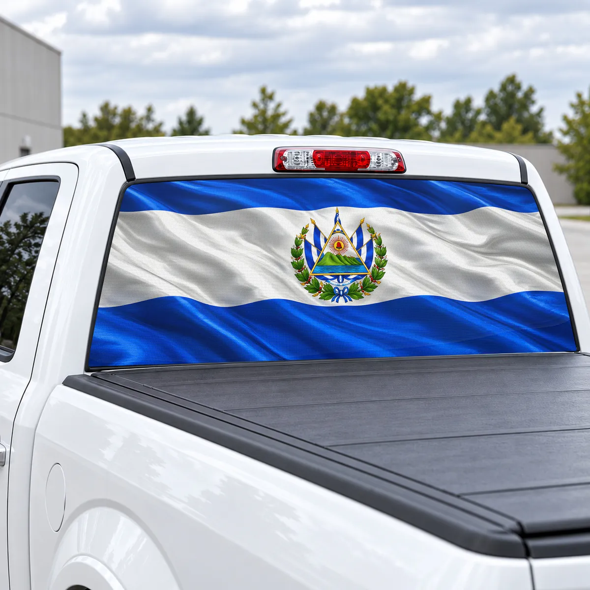 El Salvador Pride perforated rear window decal for Trucks, view 2 of 4