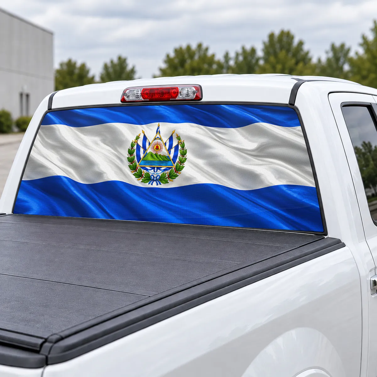 El Salvador Pride perforated rear window decal for Trucks, view 3 of 4