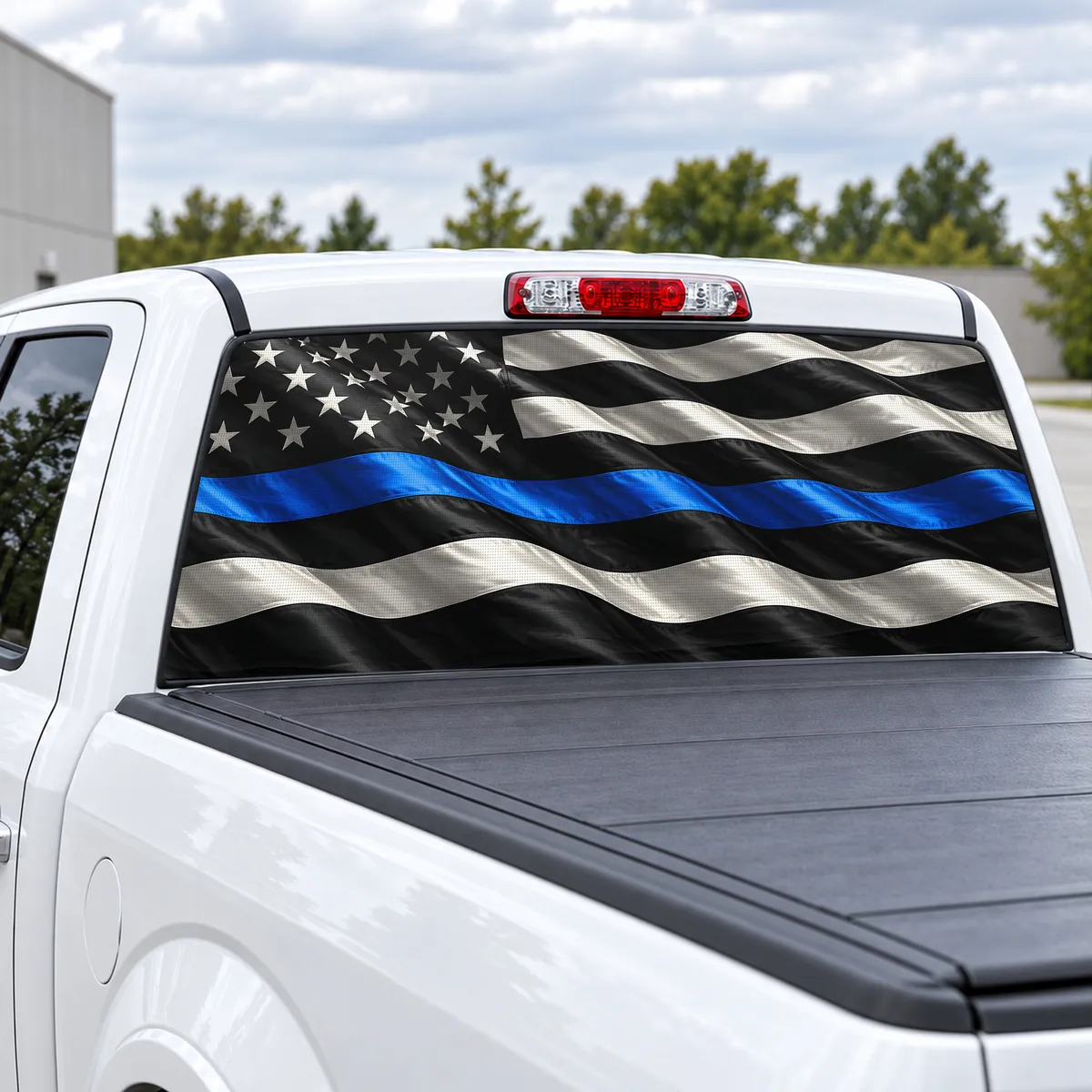 Blue Line Honor perforated rear window decal for Trucks, view 2 of 4
