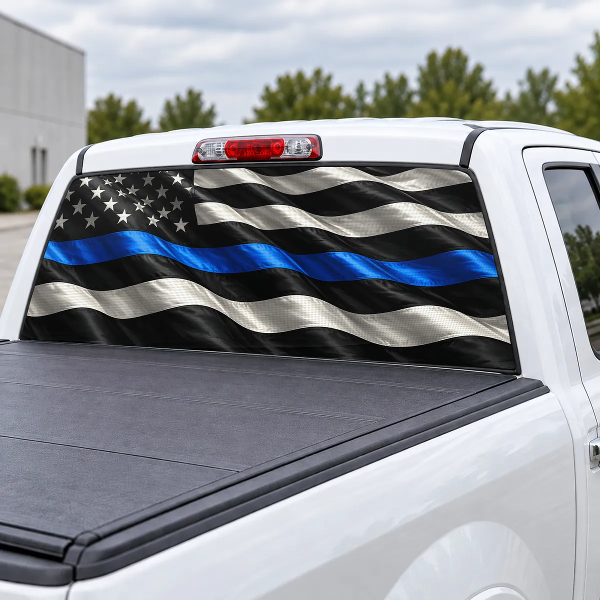 Blue Line Honor perforated rear window decal for Trucks, view 3 of 4