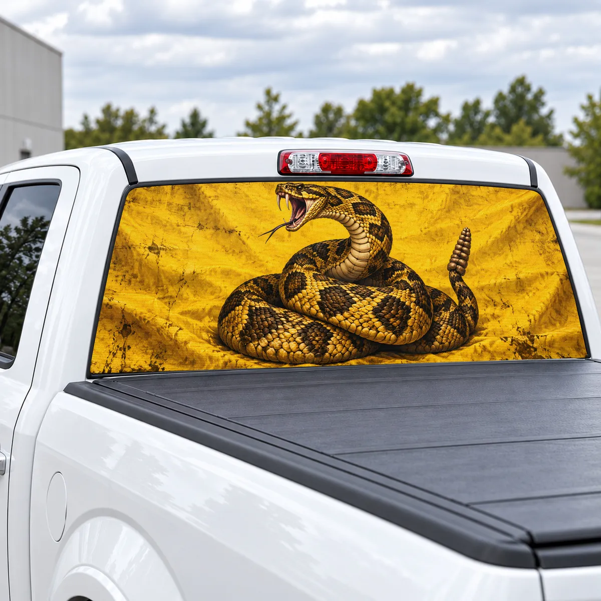 Rattlesnake Standard perforated rear window decal for Trucks, view 2 of 4