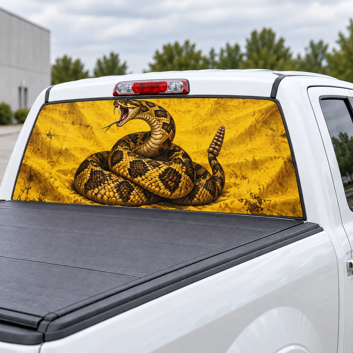 Rattlesnake Standard perforated rear window decal for Trucks, view 3 of 4