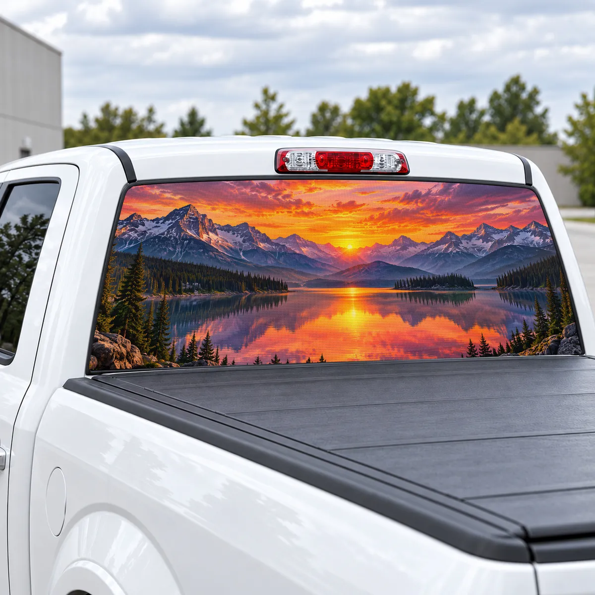 Mountain Sunset perforated rear window decal for Trucks, view 2 of 4