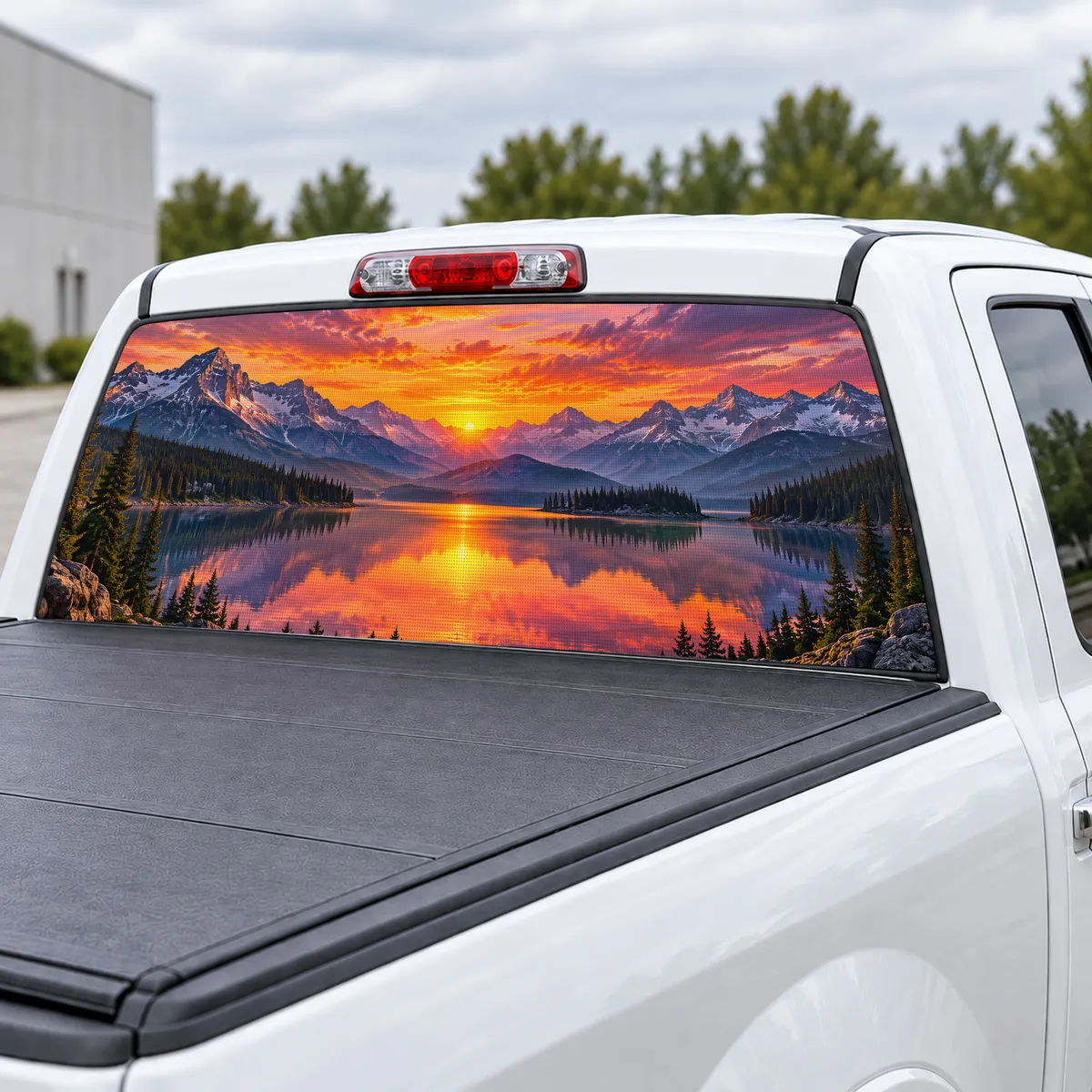 Mountain Sunset perforated rear window decal for Trucks, view 3 of 4