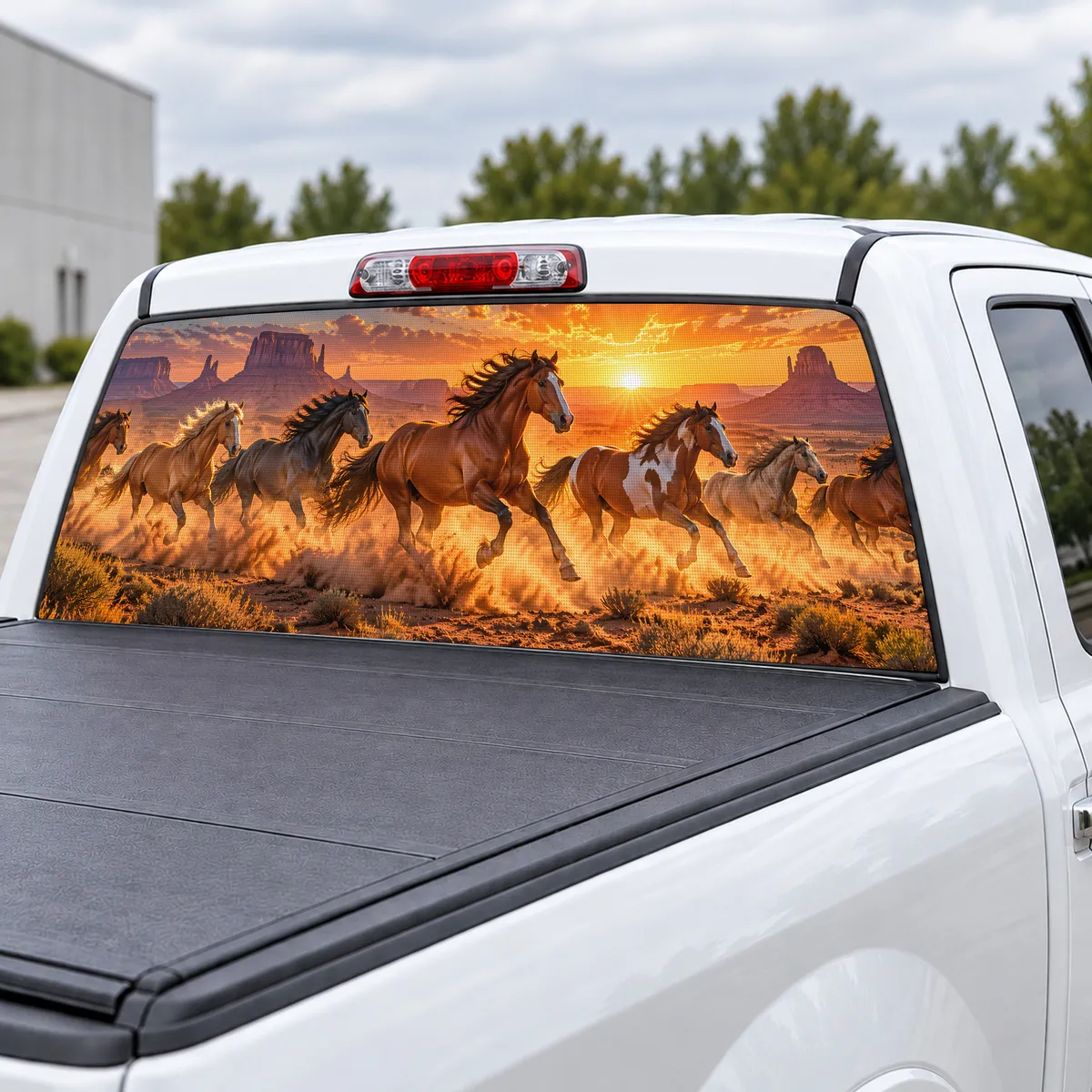 Wild Horses Run perforated rear window decal for Trucks, view 3 of 4