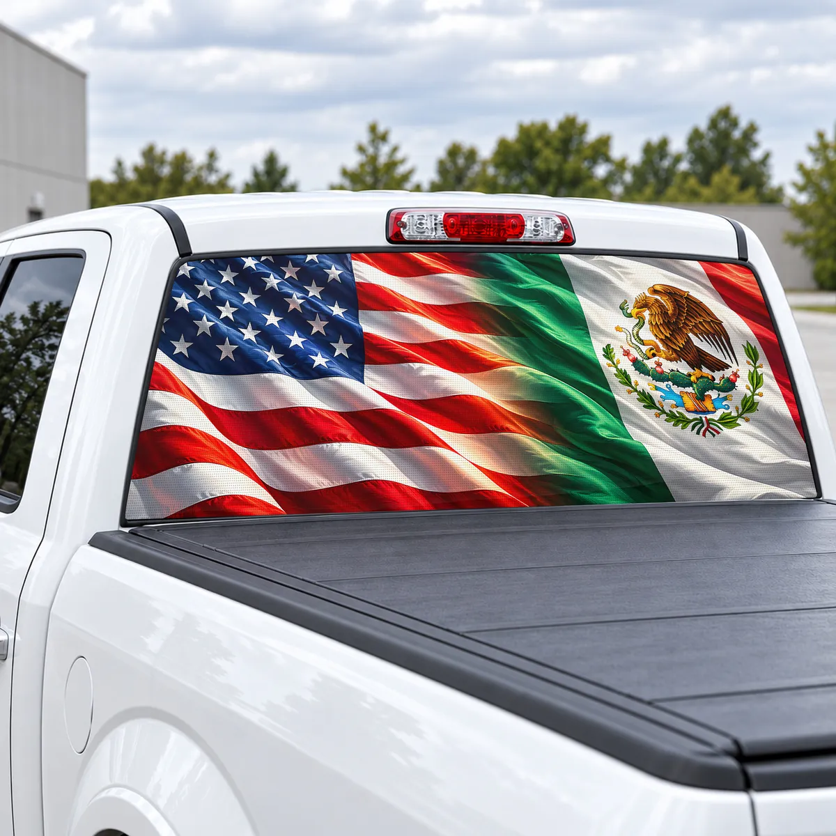 Two Nations perforated rear window decal for Trucks, view 2 of 4