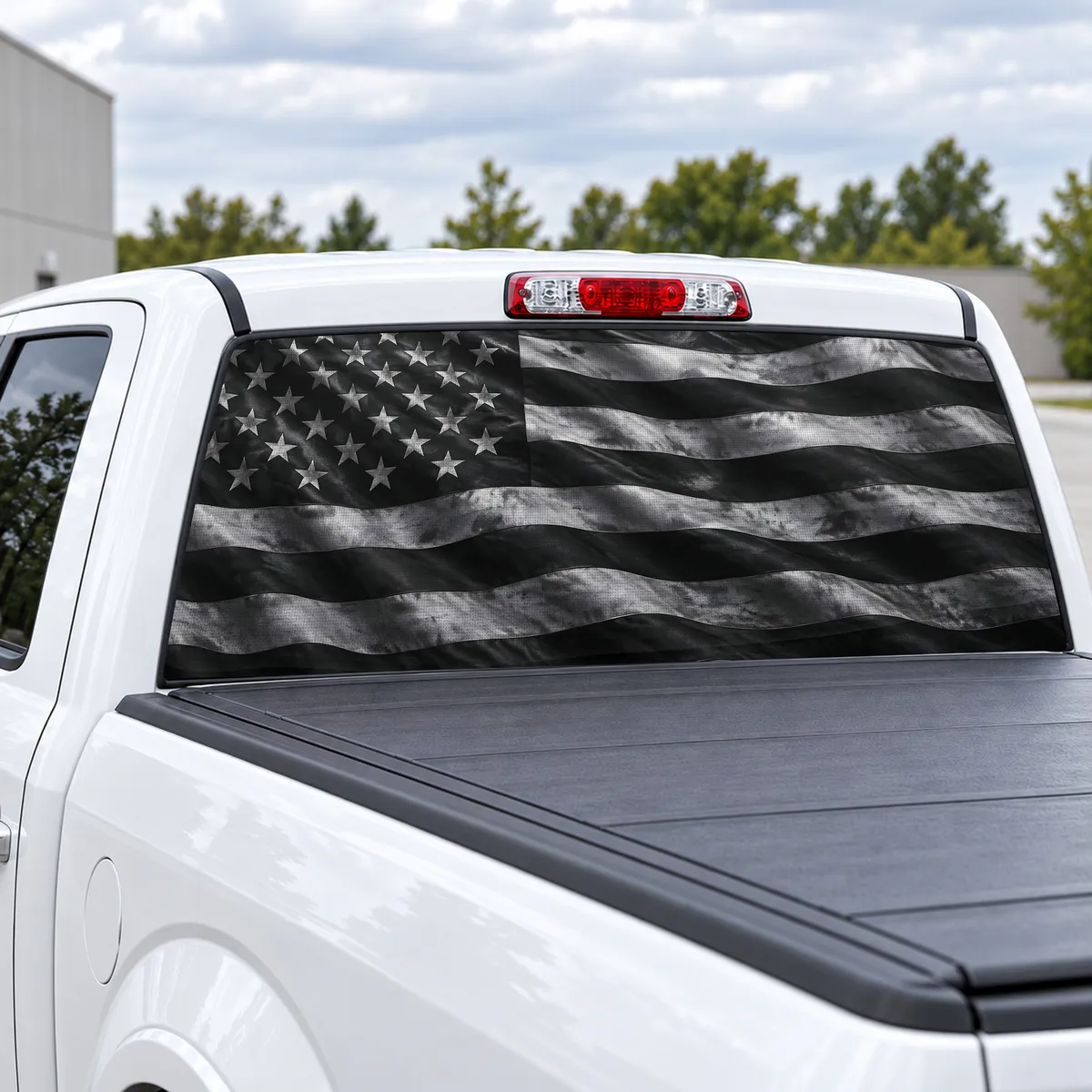 Subdued Flag perforated rear window decal for Trucks, view 2 of 4