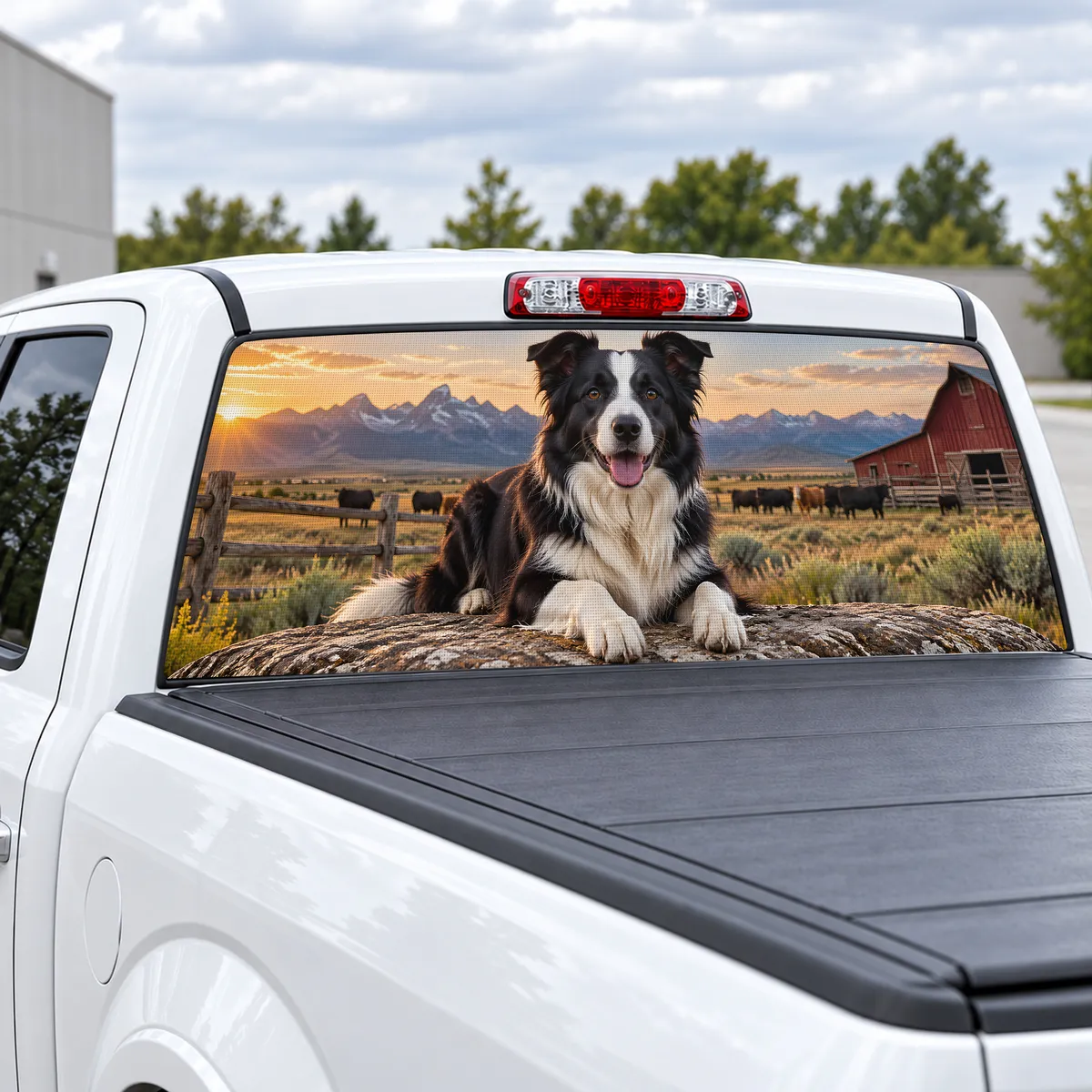 Border Collie perforated rear window decal for Trucks, view 2 of 4