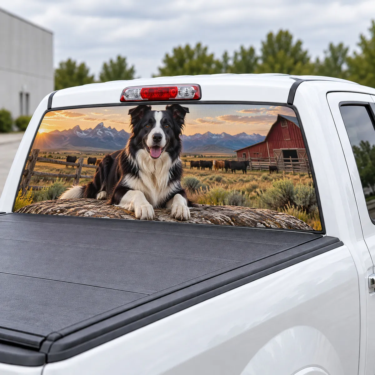 Border Collie perforated rear window decal for Trucks, view 3 of 4