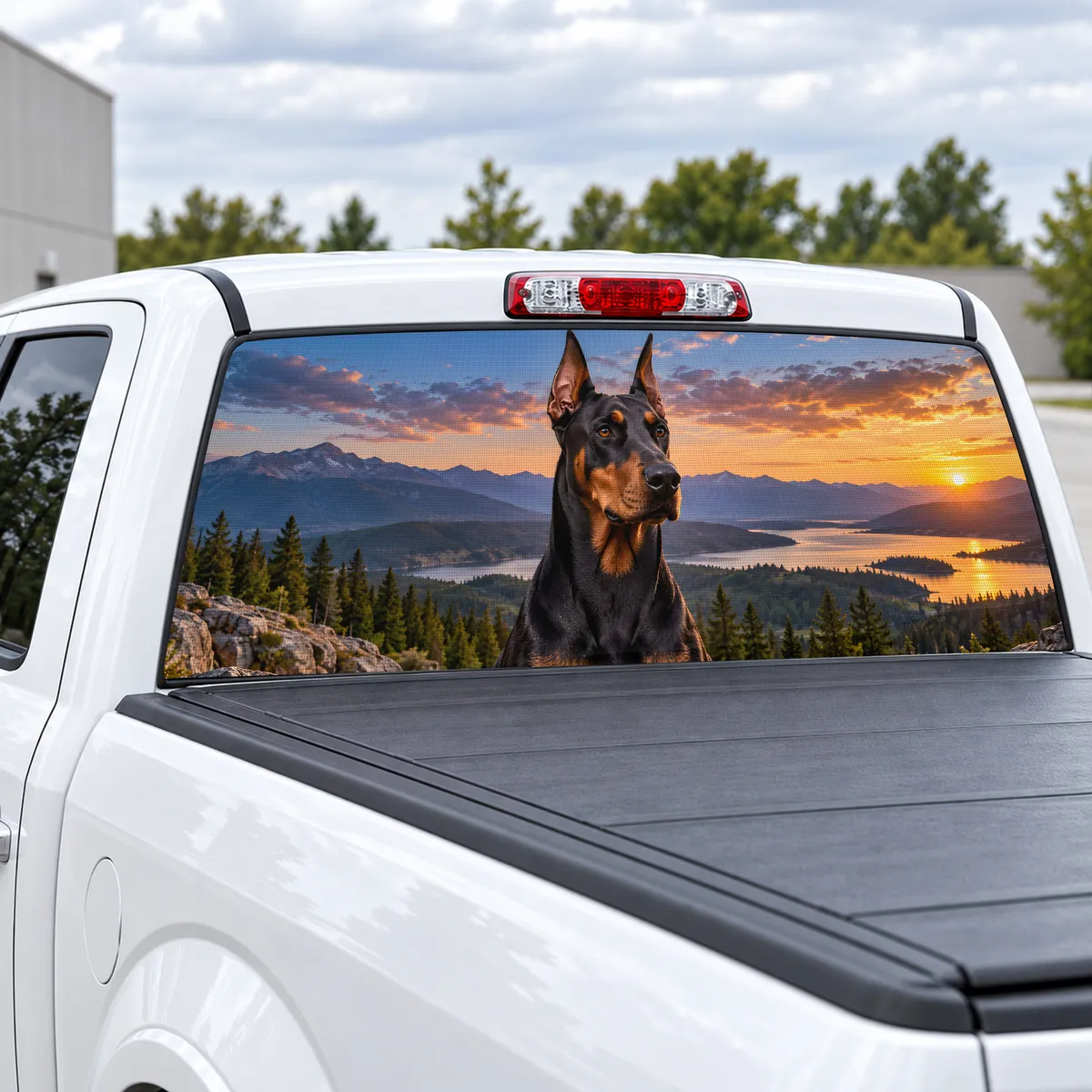 Doberman perforated rear window decal for Trucks, view 2 of 4