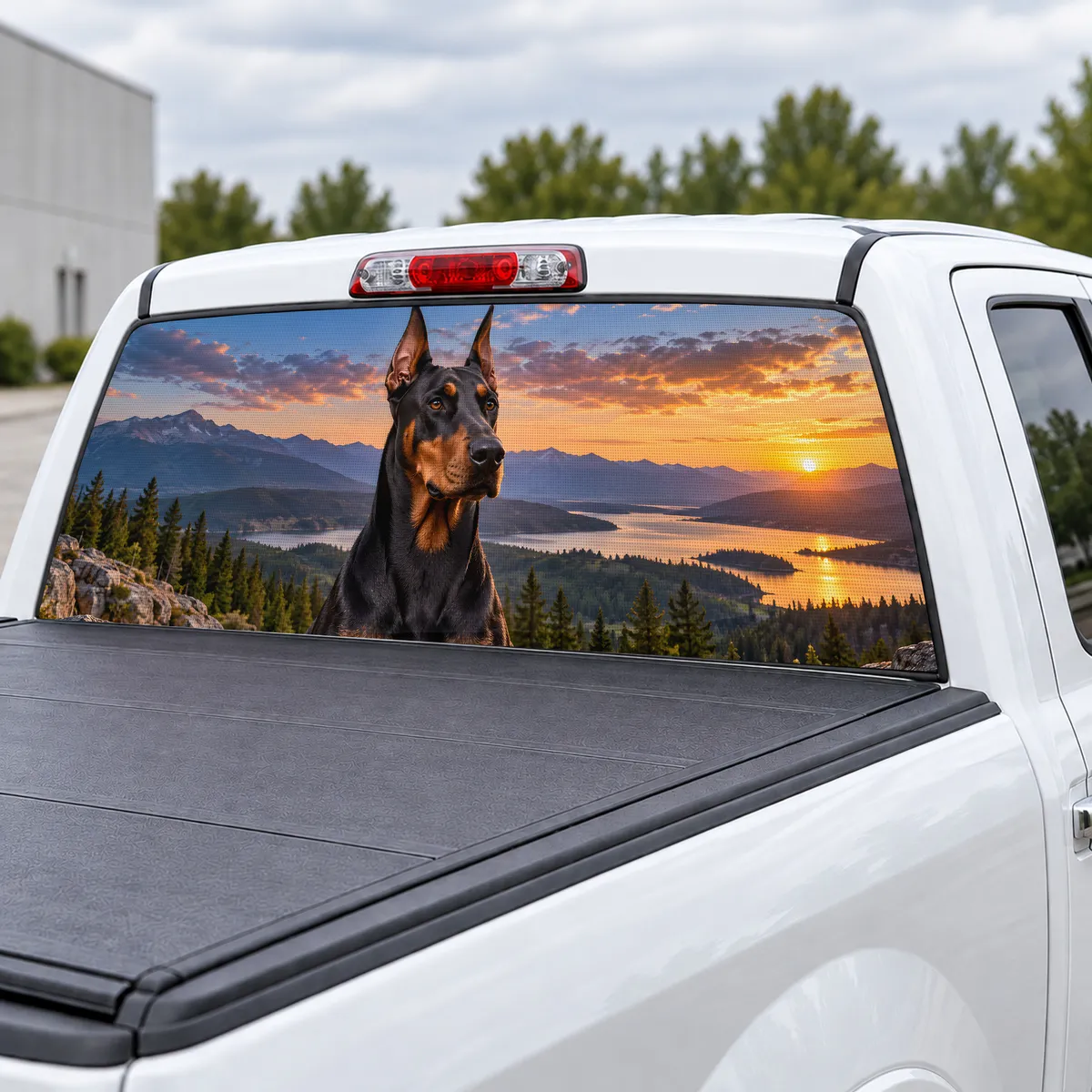 Doberman perforated rear window decal for Trucks, view 3 of 4