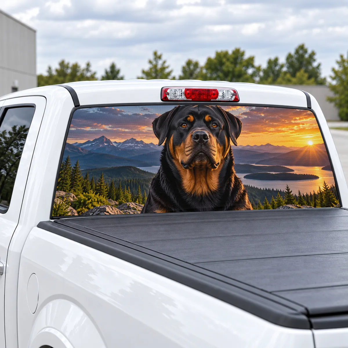 Rottweiler perforated rear window decal for Trucks, view 2 of 4