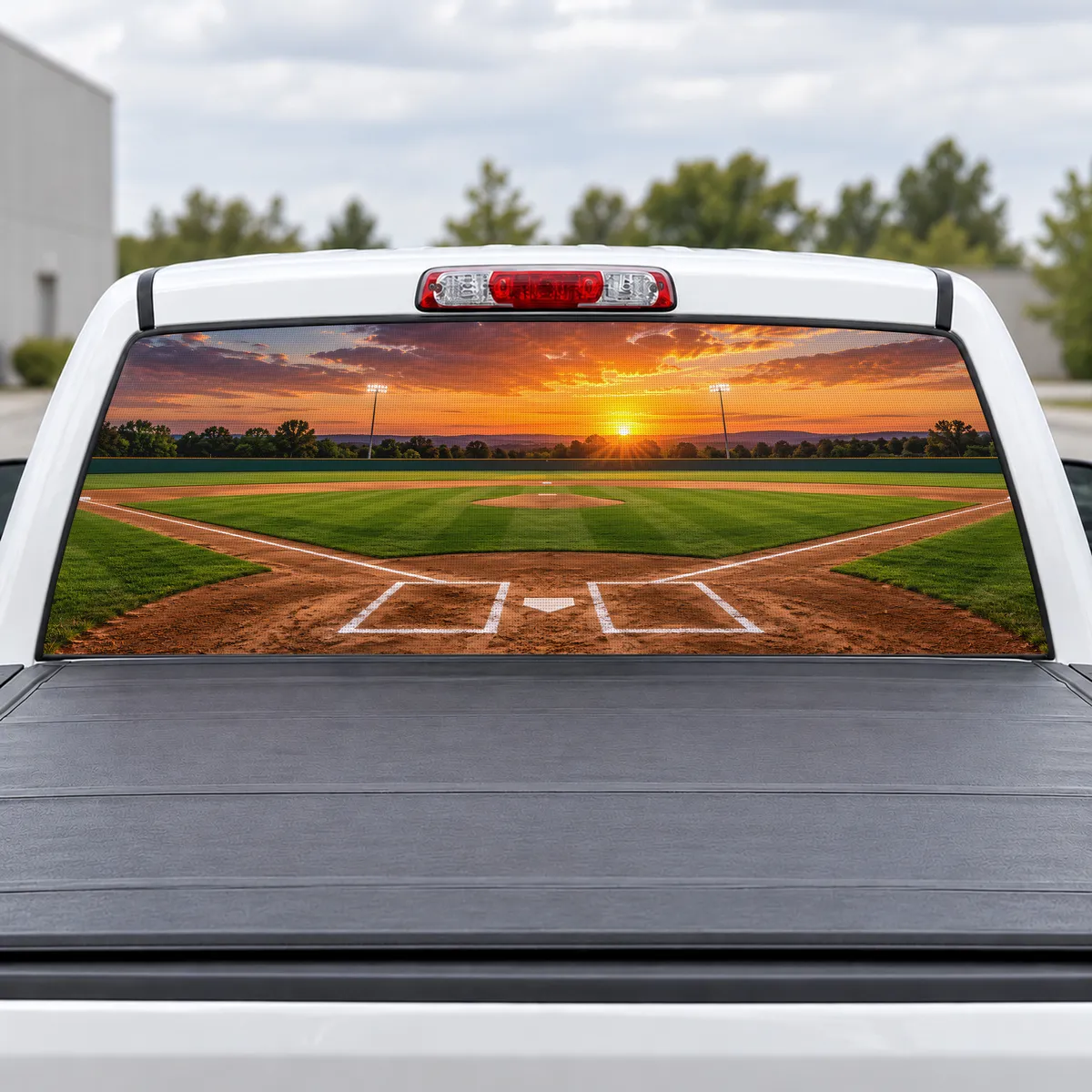 Baseball Sunset perforated rear window decal for Trucks