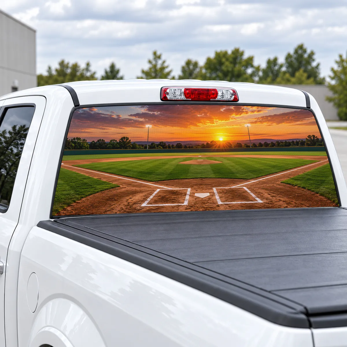 Baseball Sunset perforated rear window decal for Trucks, view 2 of 4