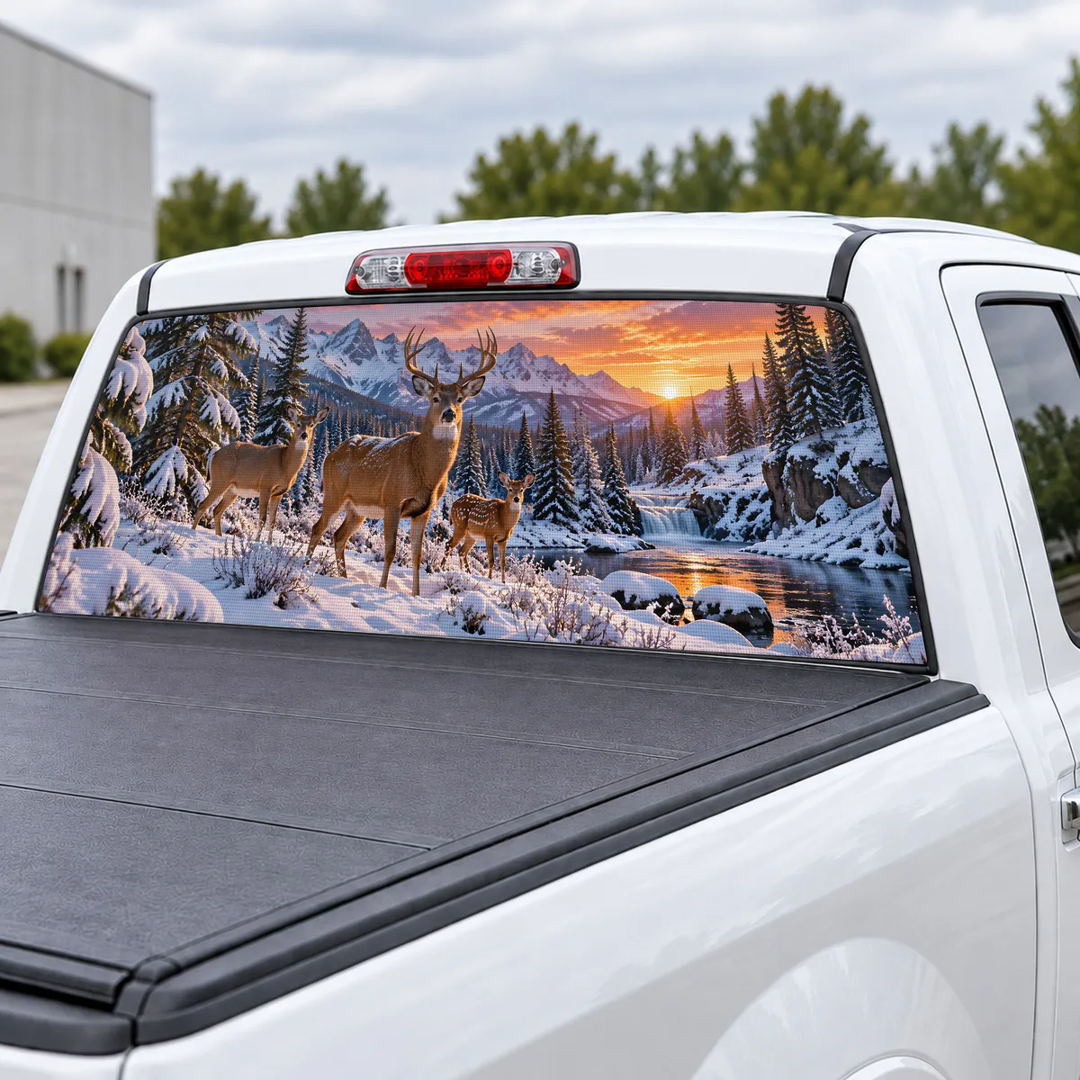 Winter Pines perforated rear window decal for Trucks, view 3 of 4