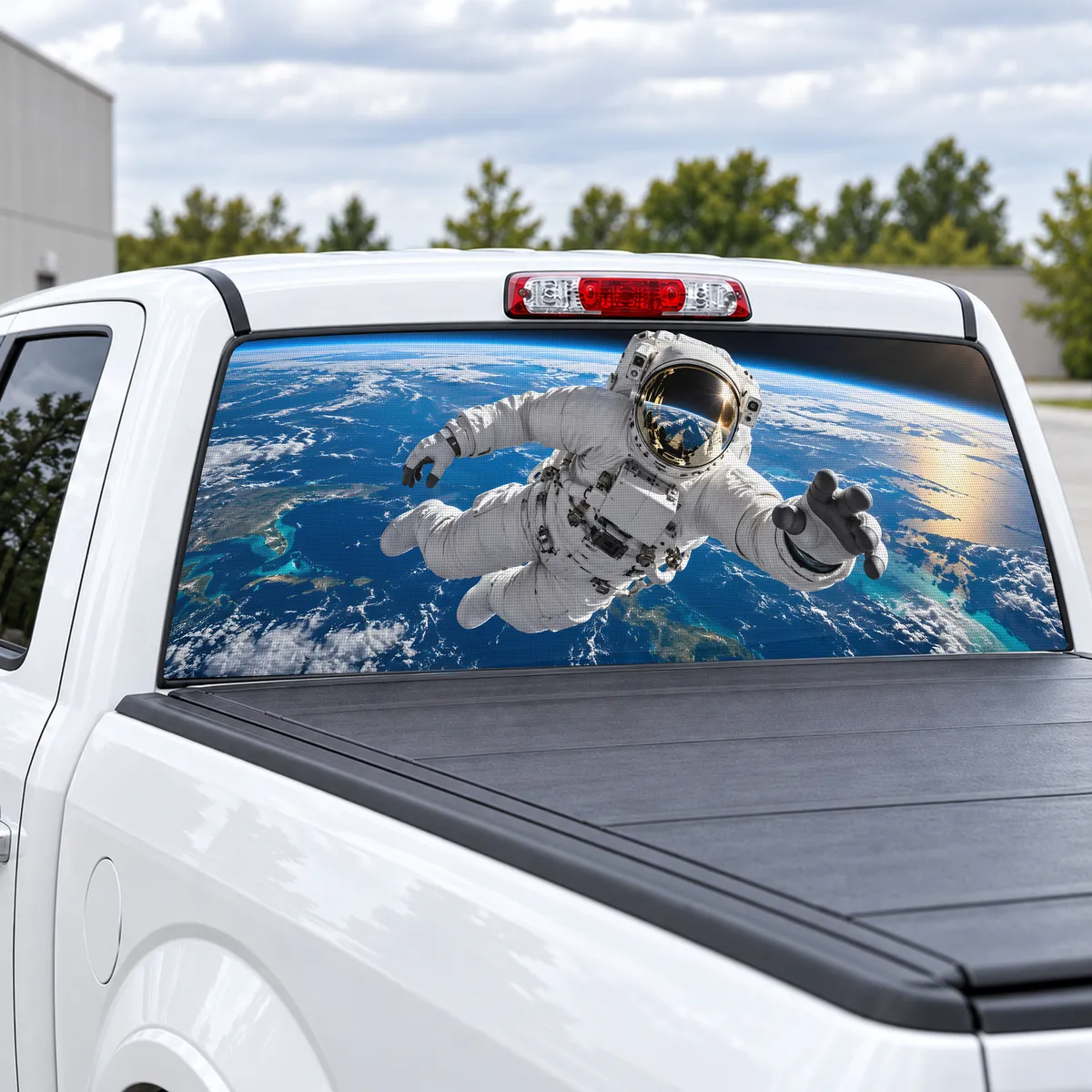 Astronaut Drift perforated rear window decal for Trucks, view 2 of 4