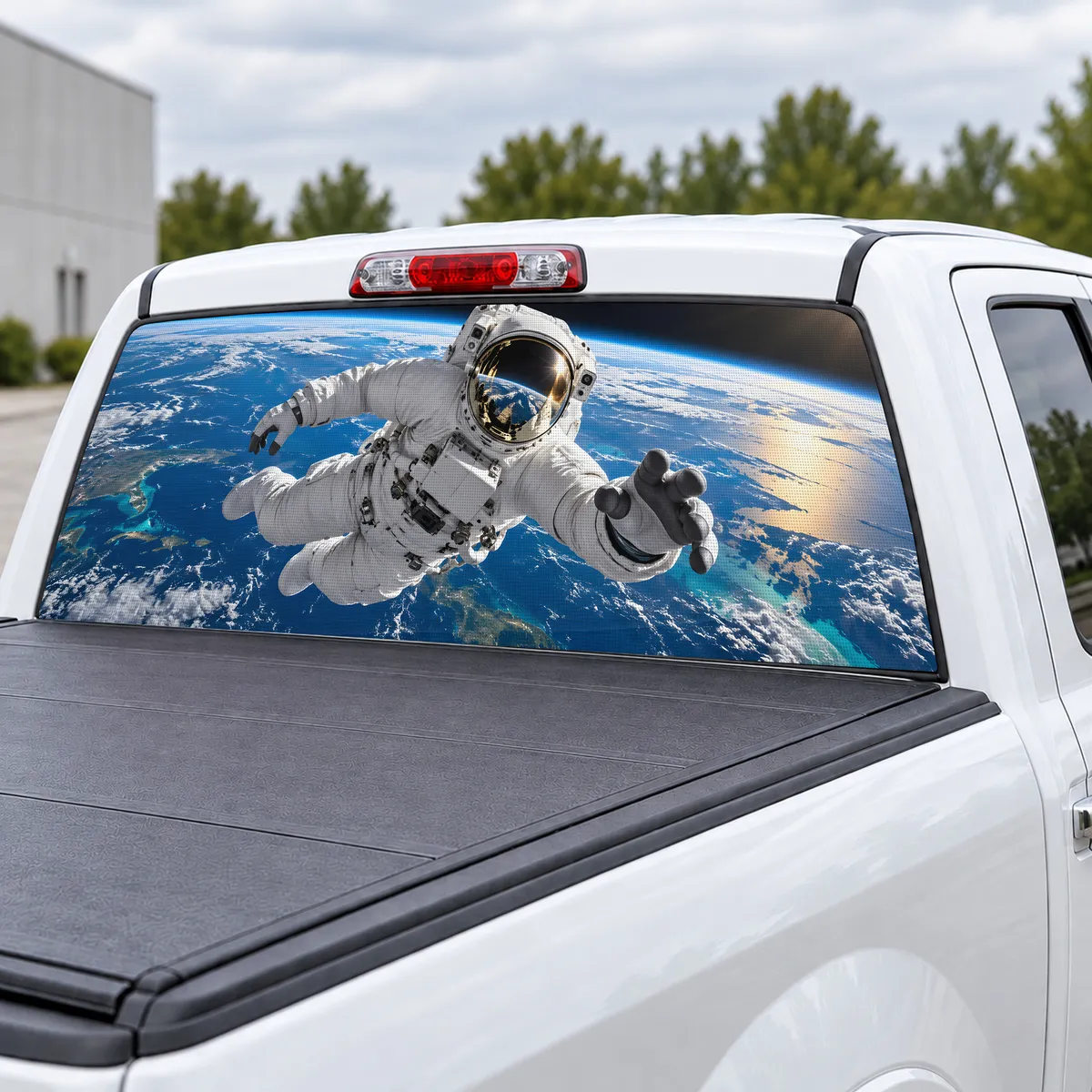 Astronaut Drift perforated rear window decal for Trucks, view 3 of 4