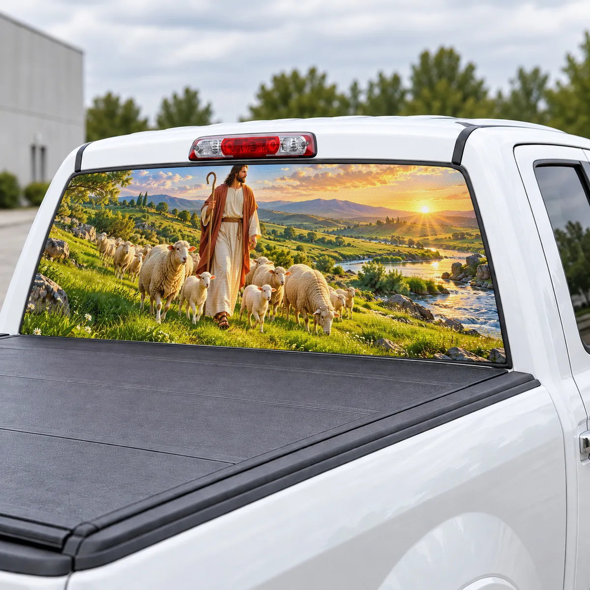 Psalm 23 Shepherd perforated rear window decal for Trucks, view 3 of 4