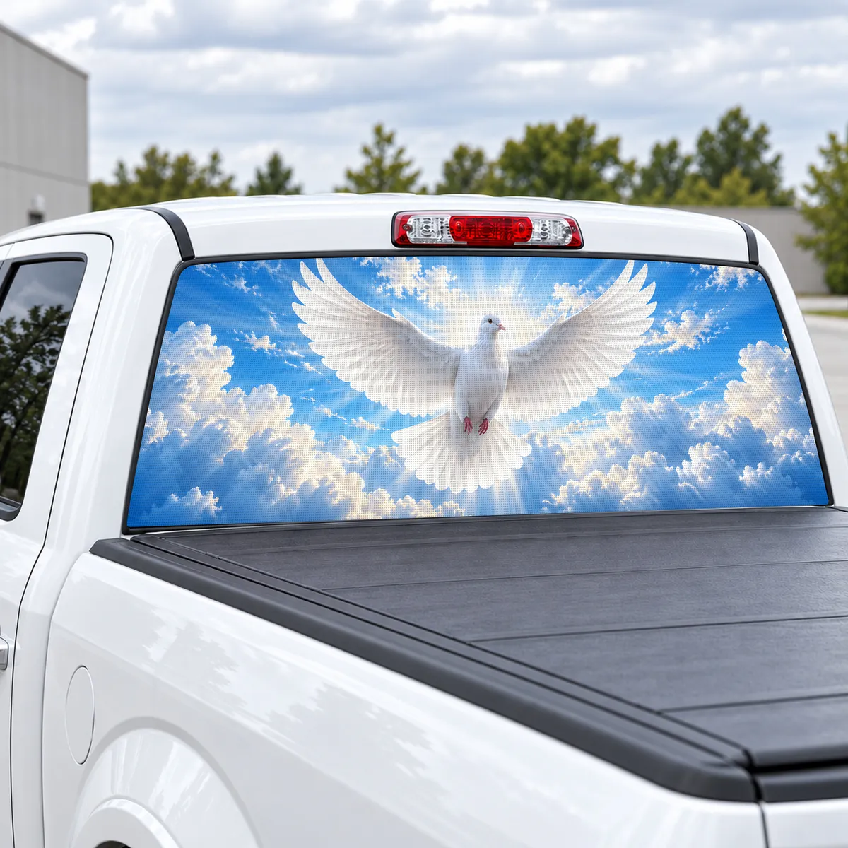 Dove of Peace perforated rear window decal for Trucks, view 2 of 4