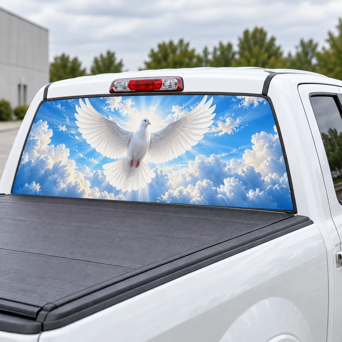Dove of Peace perforated rear window decal for Trucks, view 3 of 4
