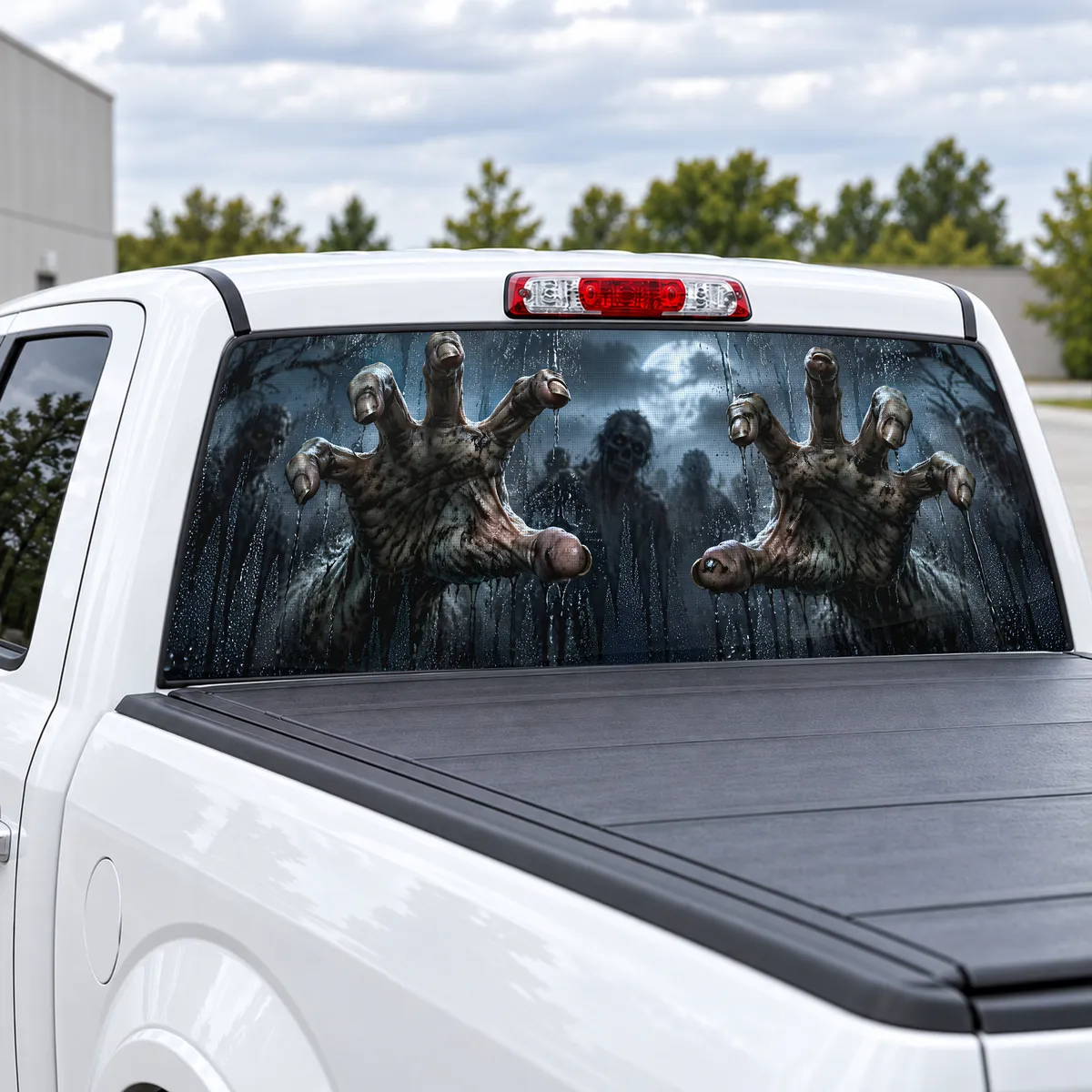 Zombie Hands perforated rear window decal for Trucks, view 2 of 4