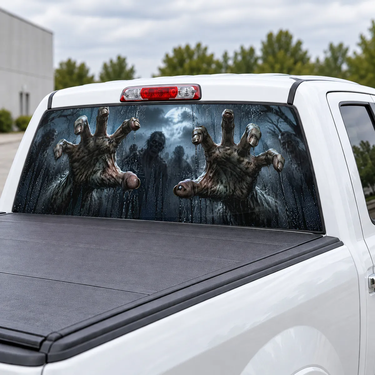 Zombie Hands perforated rear window decal for Trucks, view 3 of 4