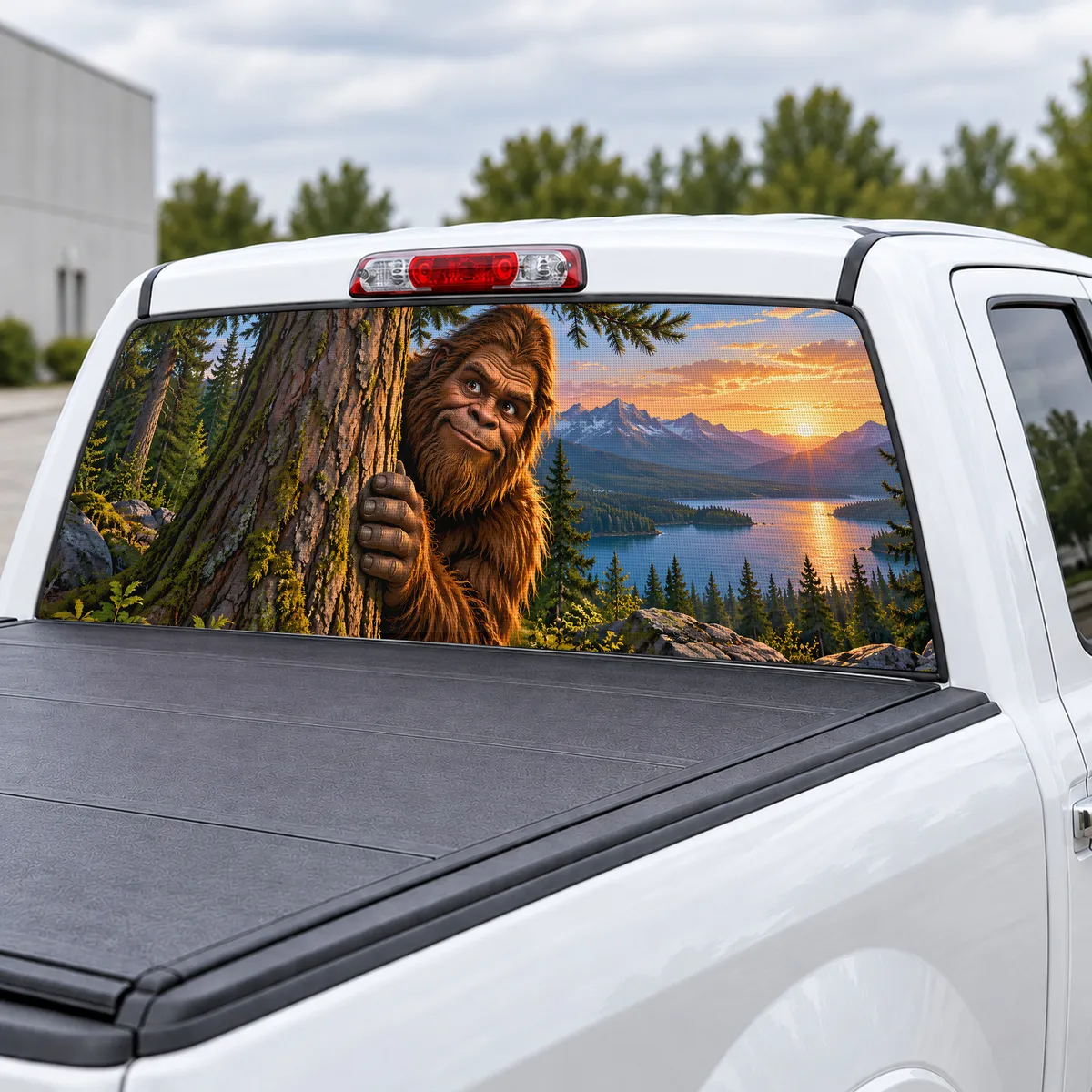 Bigfoot Peek perforated rear window decal for Trucks, view 3 of 4