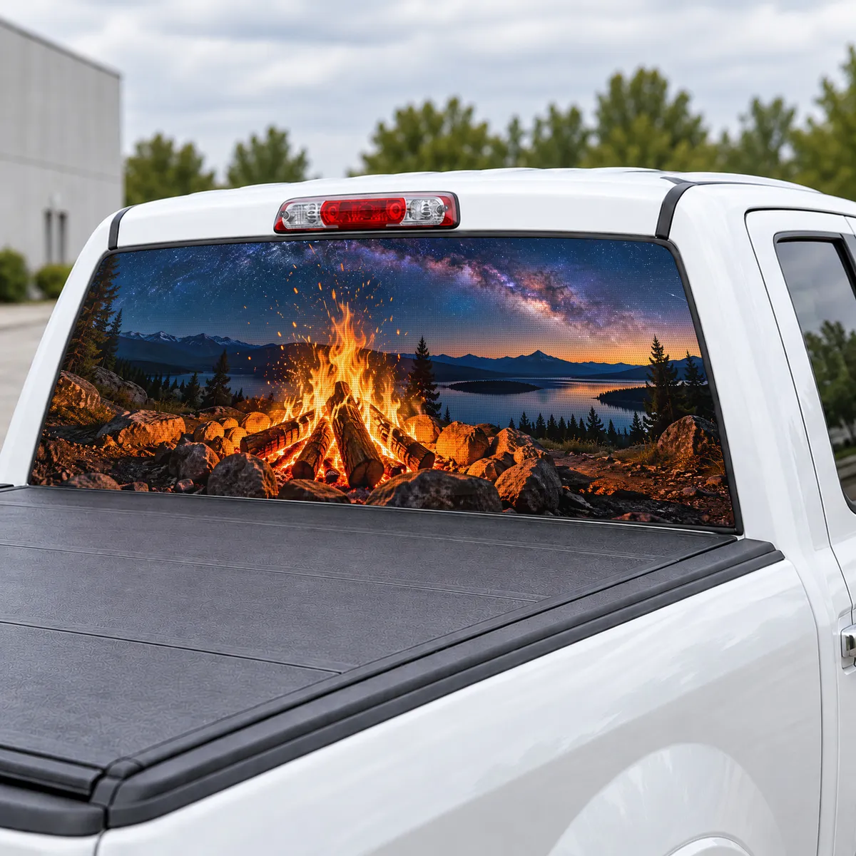 Bonfire Night perforated rear window decal for Trucks, view 3 of 4