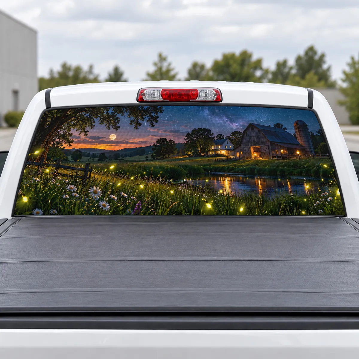 Fireflies Farm perforated rear window decal for Trucks