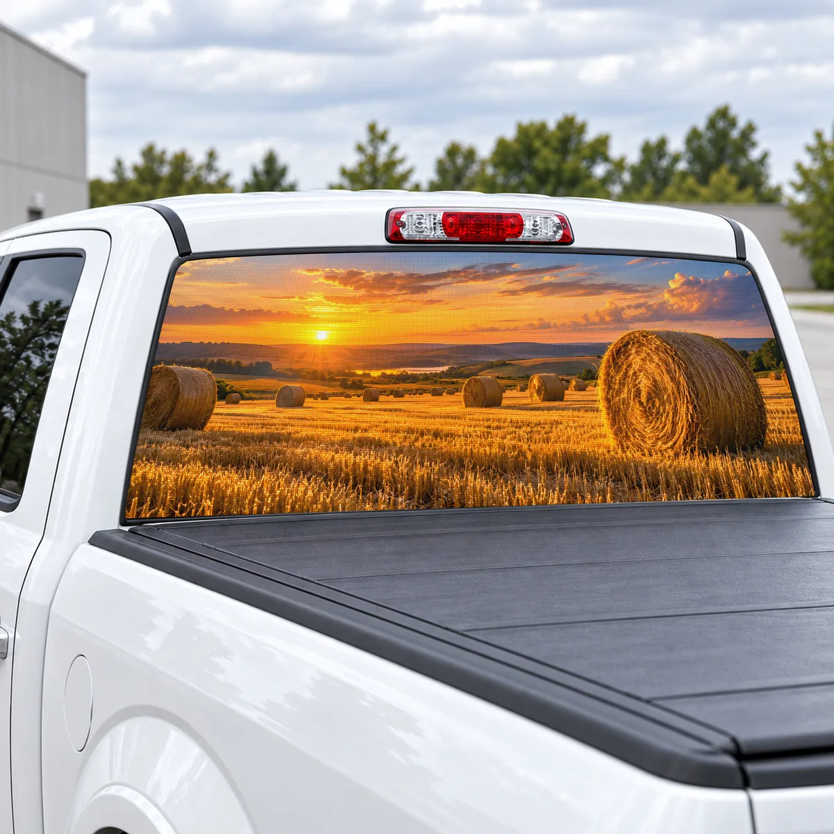 Hay Bales perforated rear window decal for Trucks, view 2 of 4