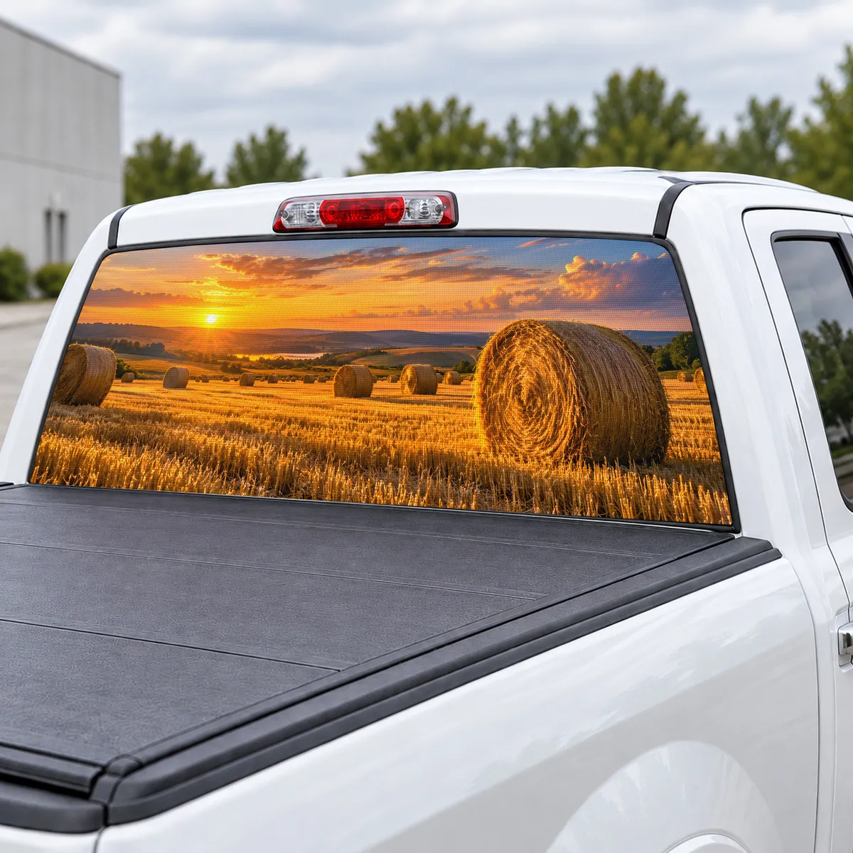 Hay Bales perforated rear window decal for Trucks, view 3 of 4