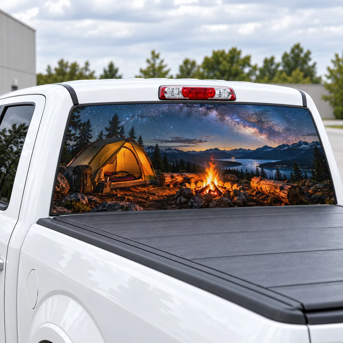 Overland Camp perforated rear window decal for Trucks, view 2 of 4