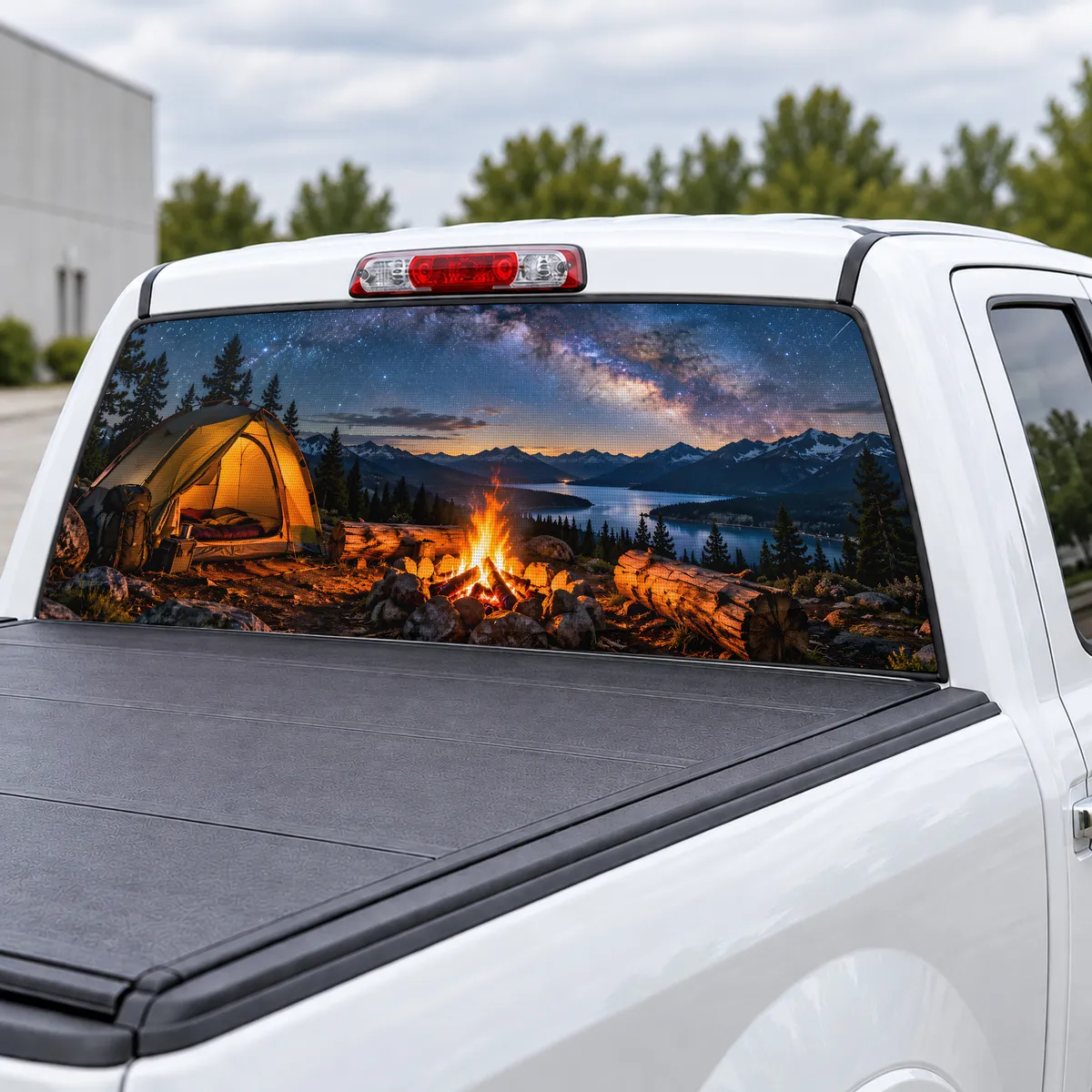Overland Camp perforated rear window decal for Trucks, view 3 of 4