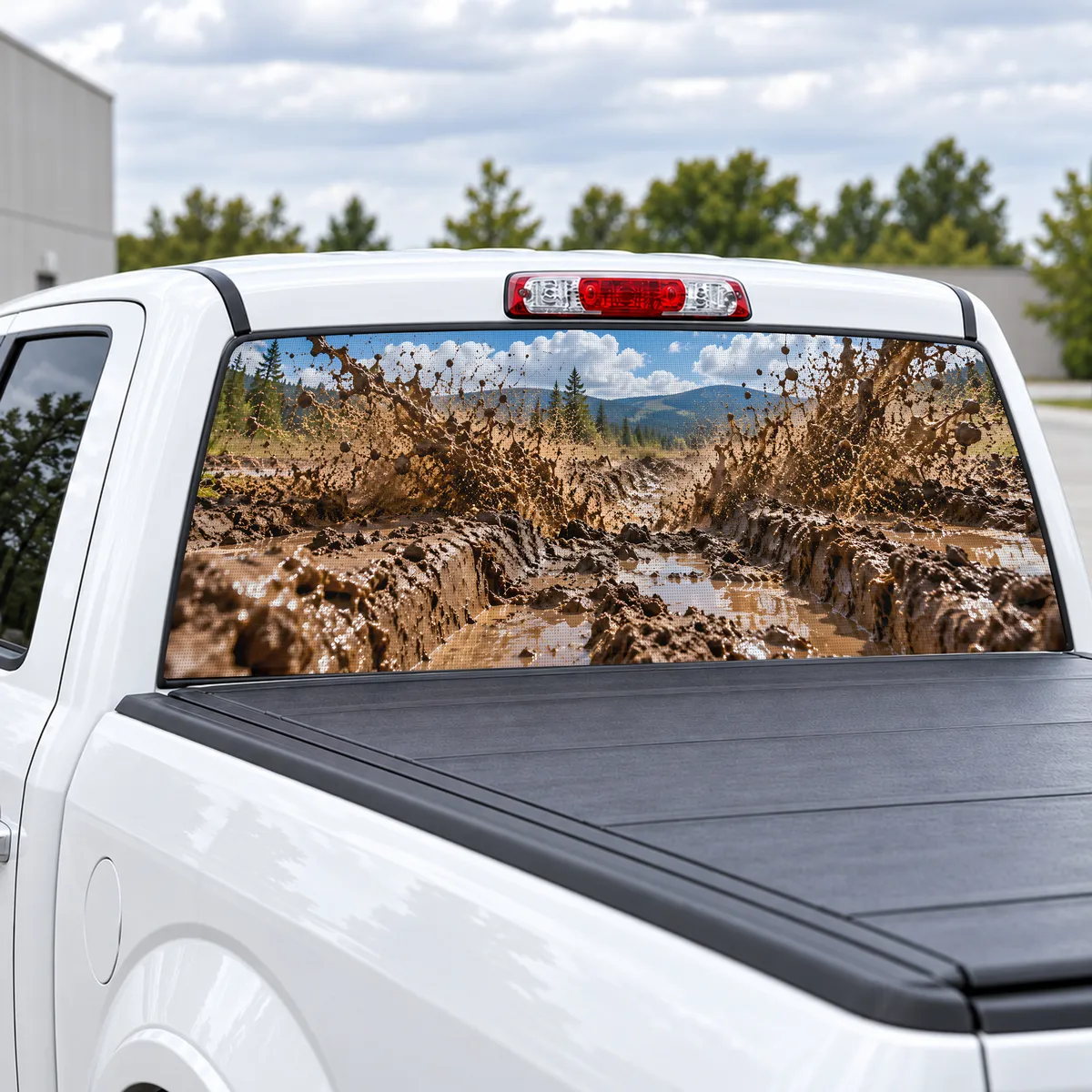 Mud Bog perforated rear window decal for Trucks, view 2 of 4